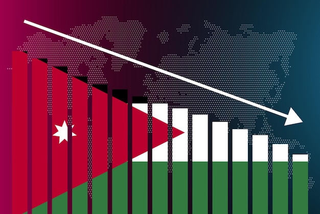 Le Graphique à Barres De La Jordanie Décroît La Crise Des Valeurs Et Dégrade La Bannière D'actualités échoue Et Diminue