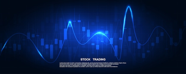 Vecteur graphique boursier ou graphique de trading forex pour les concepts commerciaux et financiers, les rapports et les investissements sur dark.