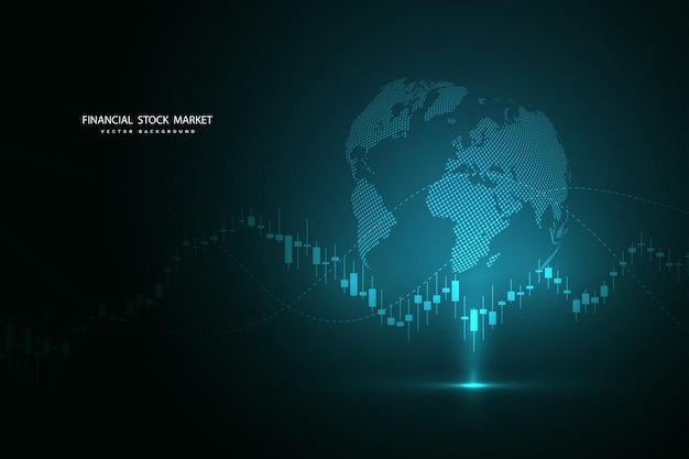 Graphique Boursier Ou Graphique De Trading Forex Pour Les Concepts Commerciaux Et Financiers, Les Rapports Et Les Investissements Sur Fond Sombre. Illustration Vectorielle