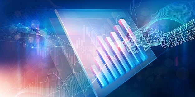 Graphique boursier avec intelligence artificielle et écran holographique