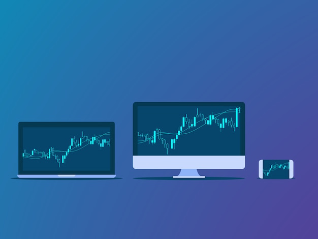 Graphique De La Chandelle Sur Le Moniteur D'appareil Numérique.