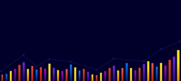 Vecteur un graphique coloré avec un graphique linéaire et un fond bleu