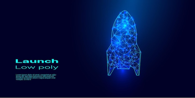 Graphique de croissance abstraite avec fusée de lancement sur fond bleu technologique
