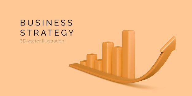 Vecteur graphique de croissance des bénéfices en couleurs orange statistiques et analyse de données concept de stratégie d'entreprise barre graphique sur la flèche montante bannière d'entreprise illustration vectorielle