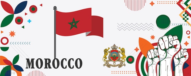 Vecteur un graphique du drapeau marocain et des mots maroc.