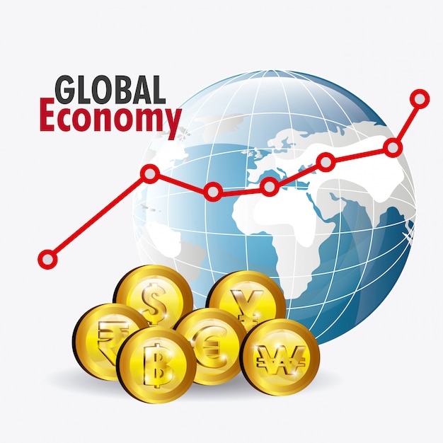 Vecteur graphique de l'économie mondiale sur gris
