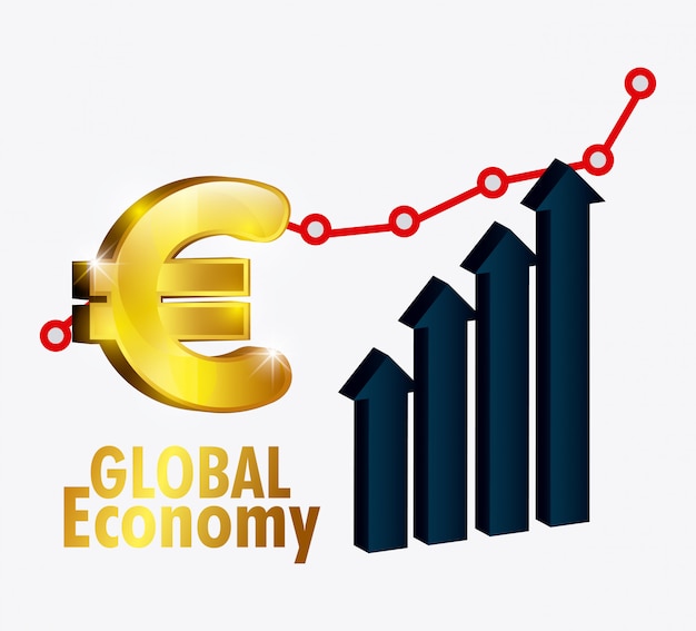 Graphique De L'économie Mondiale Sur Gris