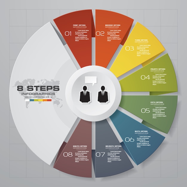 Graphique En éléments Infographiques 8 étapes.