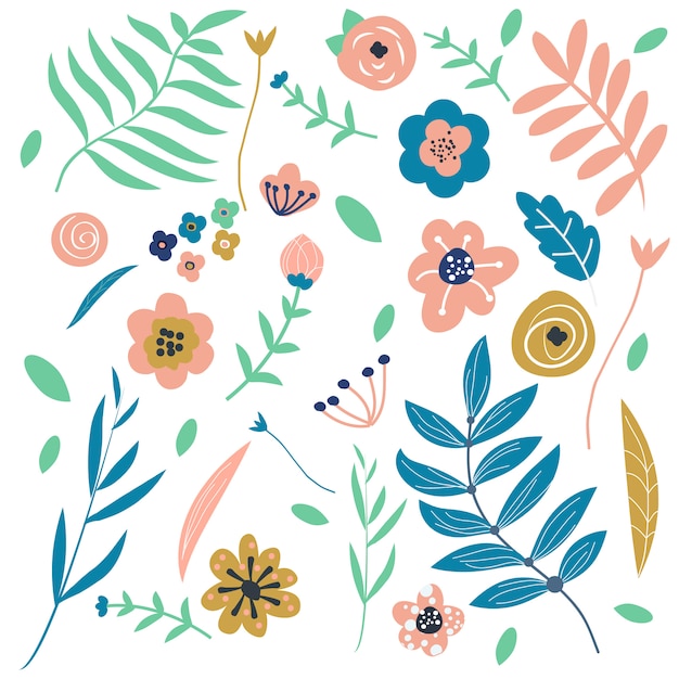 Vecteur graphique de fleurs et feuilles. éléments de design floral