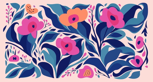 Graphique de griffonnage de fleurs de nature dessinées à la main bio vintage