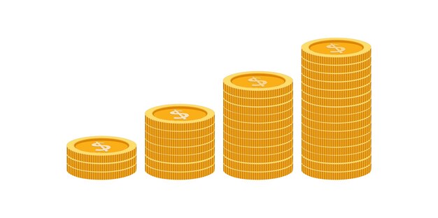 Graphique illustrative de l'augmentation des piles de pièces représentant la croissance financière