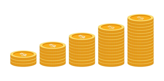 Graphique illustrative de l'augmentation des piles de pièces représentant la croissance financière