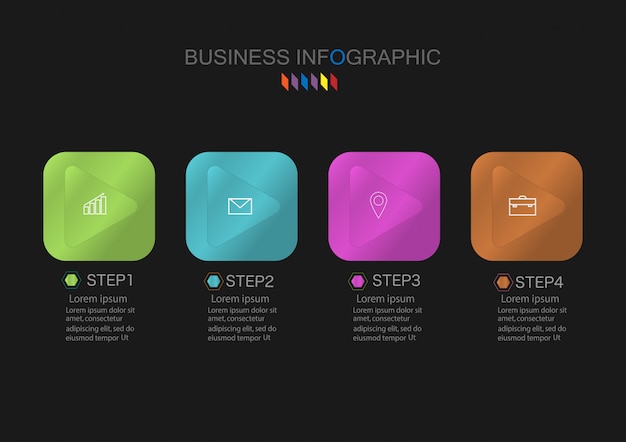 Graphique Infographie Vectorielle, Concept D'entreprise Avec 4 Options.