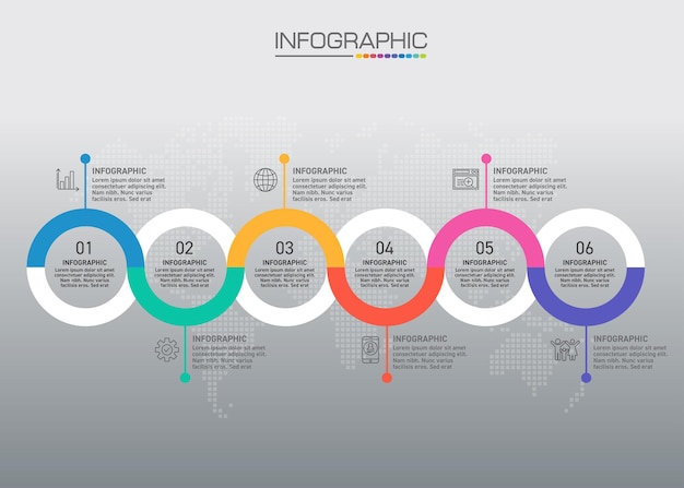Graphique Infographique Avec Concept D'entreprise, 6 Options Peuvent être Utilisées Pour Le Concept D'entreprise Avec 6 étapes.