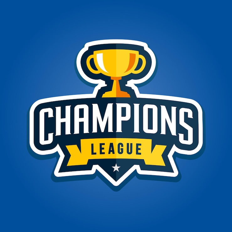 Vecteur graphique d'insigne d'emblème de ligue sportive champion avec trophée