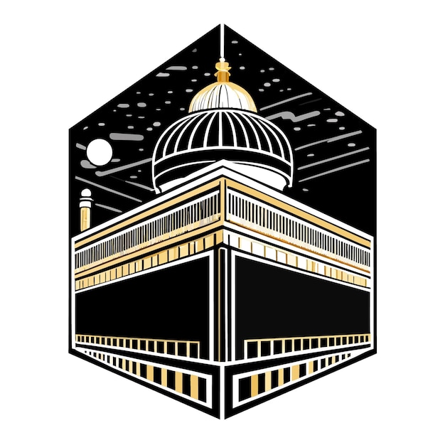 Vecteur graphique kaaba de la mecque dessiné à la main pour des créations fidèles