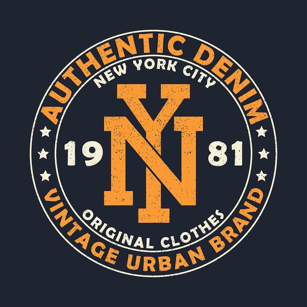 Graphique de la marque urbaine vintage en denim authentique de New York pour tshirt