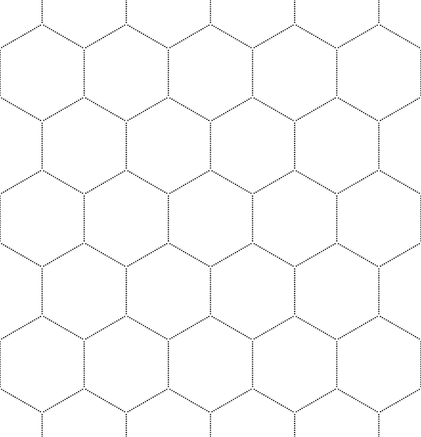 Graphique de modèle sans couture en nid d'abeille noir avec des points sur fond blanc.