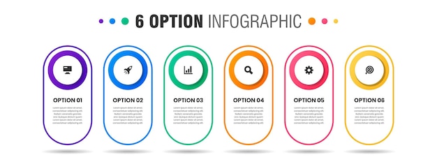 Graphique des modèles de conception d'éléments d'infographie avec des icônes et des options