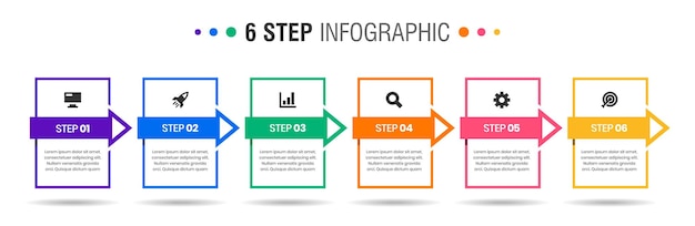 Graphique Des Modèles De Conception D'éléments Infographiques Avec Des Icônes Et Des étapes