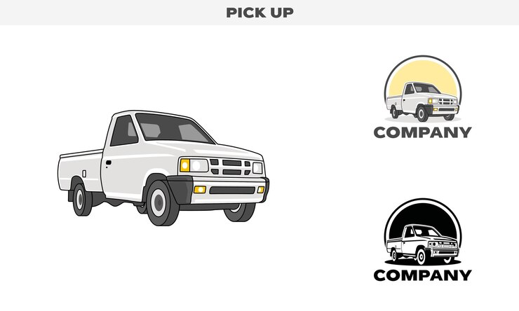 Graphique vectoriel d'illustration de Pick Up coloré et variation de couleur noir et blanc Logo Badge Template vecteur