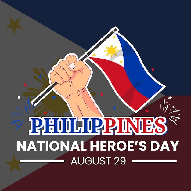 Vecteur graphique vectoriel de la journée nationale des héros des philippines avec poing tenant le drapeau