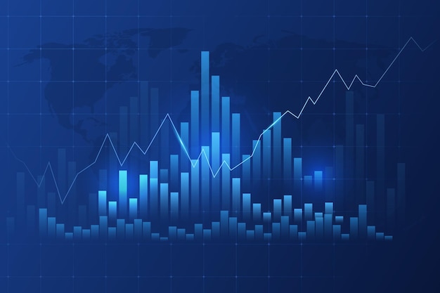 Graphique vectoriel lumineux des données financières d'investissement Éléments d'infographie et carte du monde transparente