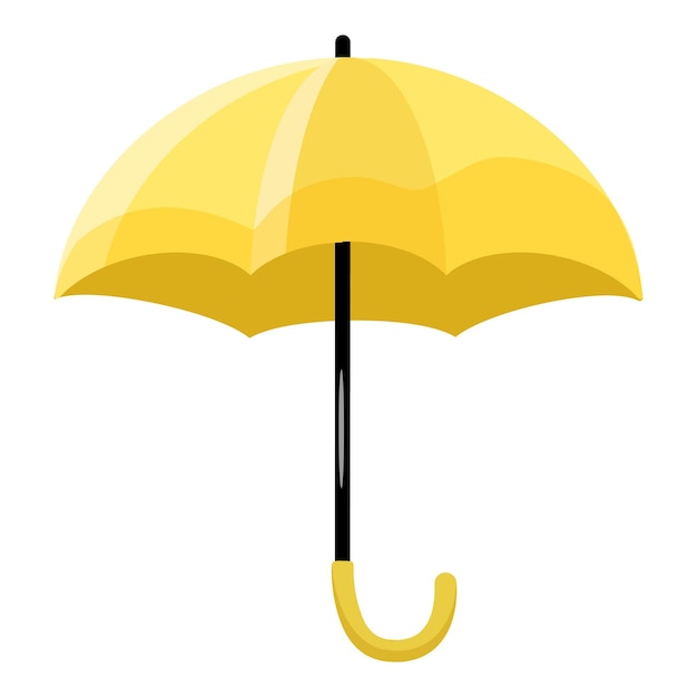 Graphique vectorielle d'un parapluie jaune vibrant avec une poignée incurvée