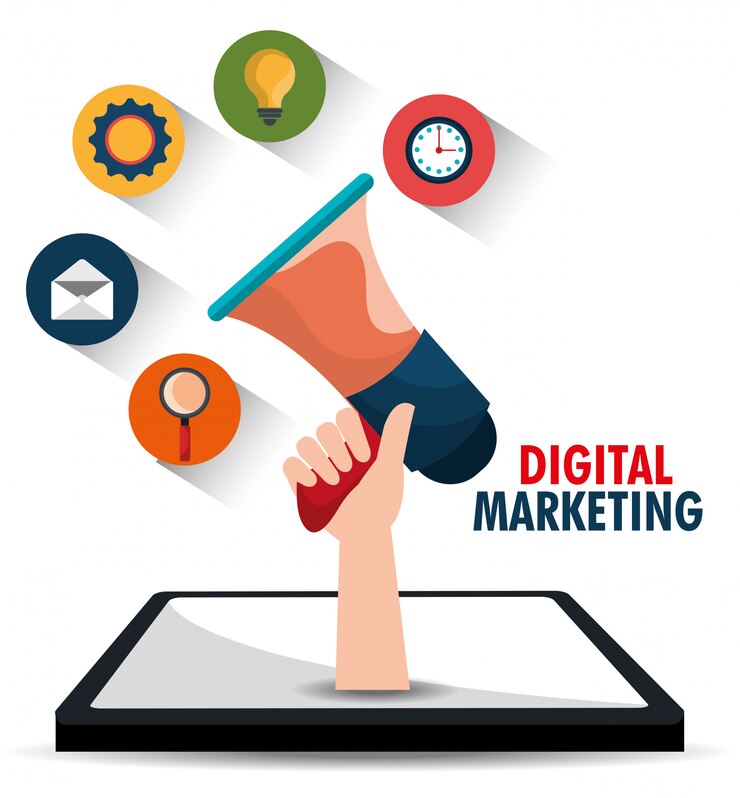 Vecteur graphiques de marketing numérique et social.