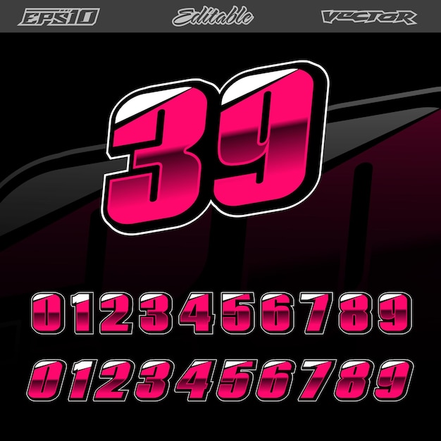 Graphiques Modifiables Vectoriels D'effet De Texte De Numéro De Course De Sport Automobile