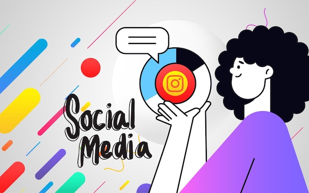 graphiques de mouvement personnage design de médias sociaux