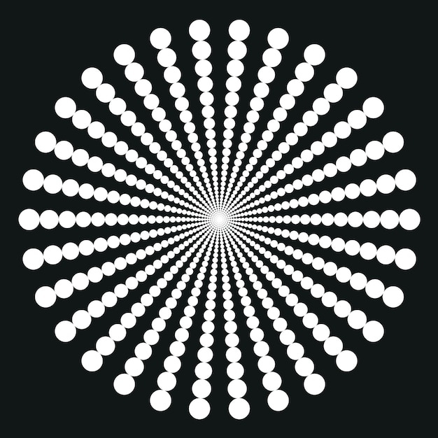 Graphiques vectoriels avec des cercles blancs sur fond noir isolés sur fond transparent