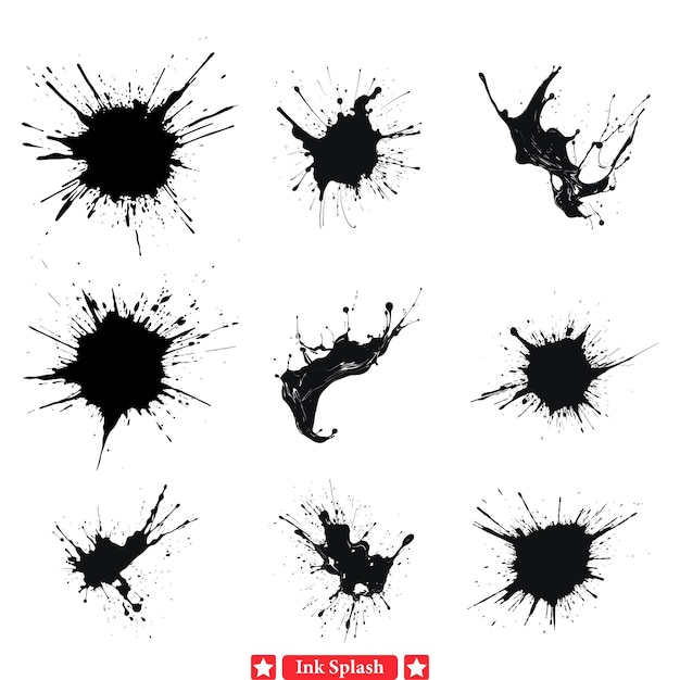 Les graphiques vectoriels à éclaboussure d'encre abstraite créent des compositions visuelles intrigantes