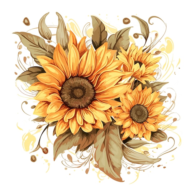 Graphisme Floral Doux Du Tournesol