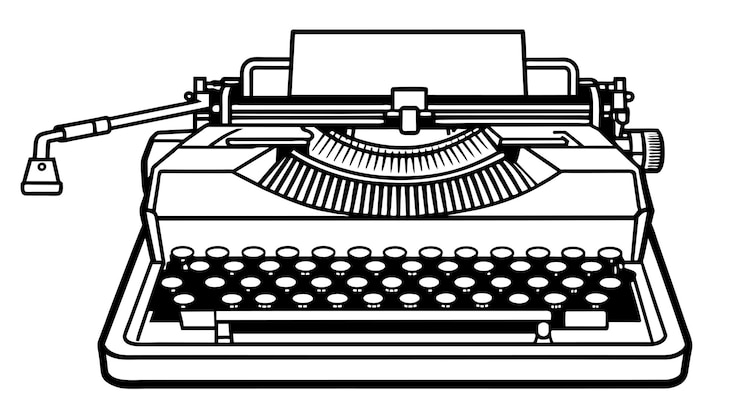 Vecteur des graphismes vectoriels d'une machine à écrire vintage illustration format de fichier source eps conception d'icône à échelle sans perte