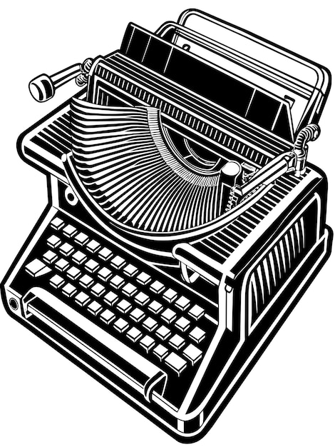Des graphismes vectoriels d'une machine à écrire vintage illustration format de fichier source EPS conception d'icône à échelle sans perte