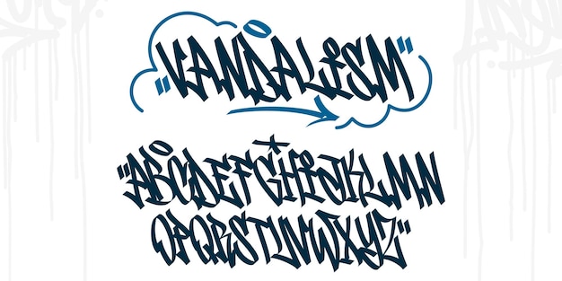 Vecteur gras abstrait manuscrit hiphop graffiti street art style police alphabet illustration vectorielle