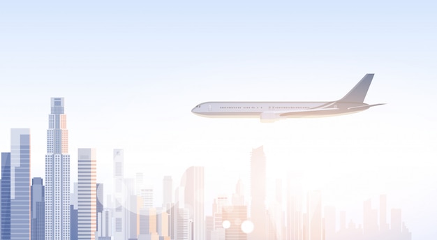 Gratte-ciel de la ville vue Cityscape Flying Skyline Silhouette avec copie espace infographie