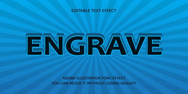 Vecteur graver l'effet de police de texte