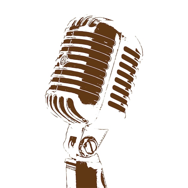Gravure antique de vecteur dessin illustration de microphone sur tableau blanc