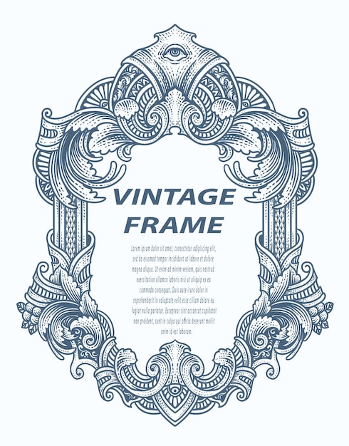 Vecteur gravure de cadre de bordure vintage avec un motif d'ornement antique vector design