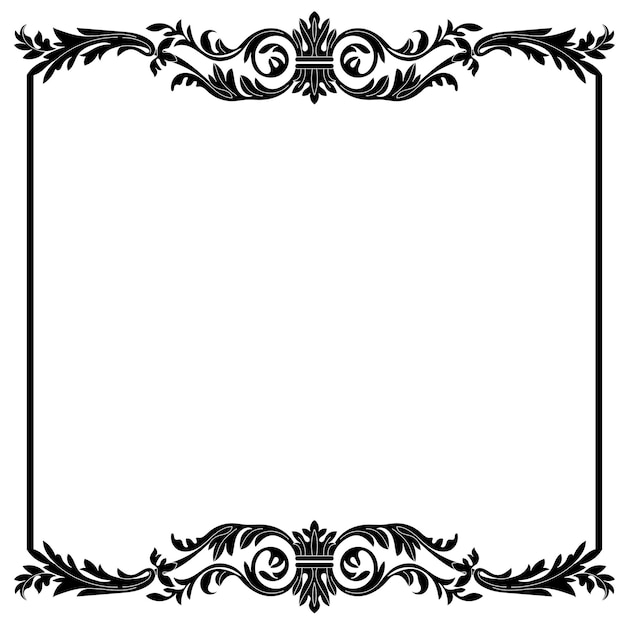 Gravure de cadre de bordure vintage avec motif d'ornement rétro dans un style baroque antique. Vecteur.