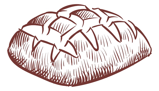 Gravure De Pain Frais Symbole De Menu De Boulangerie Pâtisserie Dessinée à La Main