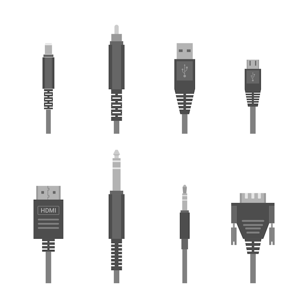 Vecteur gray divers connecteurs et entrées audio