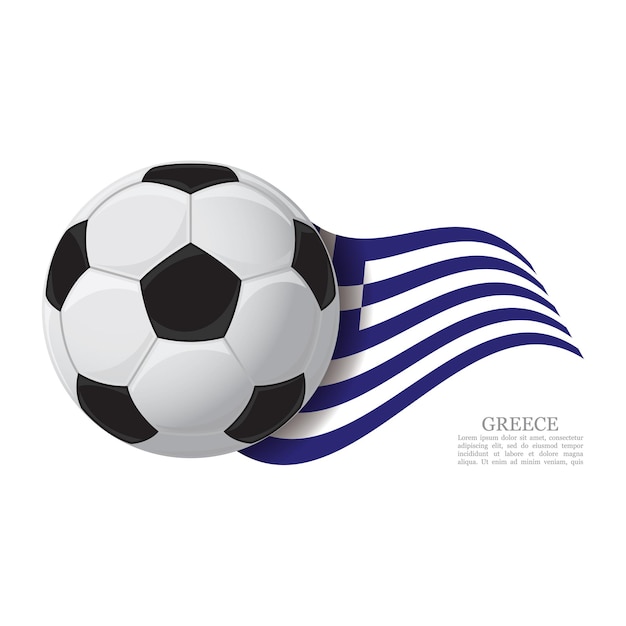 Vecteur grèce agitant le drapeau avec un ballon de football concept de soutien à l'équipe de football