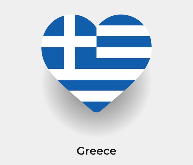 Grèce Drapeau Forme De Coeur Icône Illustration Vectorielle