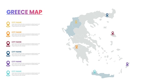 Greece Modern Map Infographic Template Carte infographique détaillée de la Grèce Ville populaire