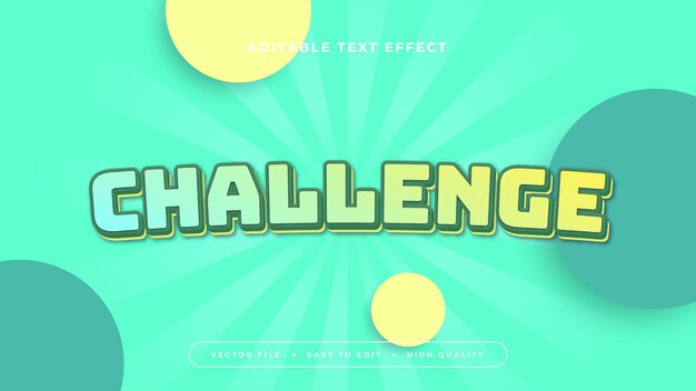 Green et jaune défi 3D style de police d'effet de texte modifiable