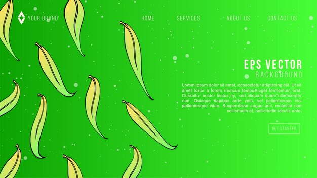 Green Leaf Web Design Abstract Background Lemonade EPS 10 Vector Pour Site Web, Landing Page