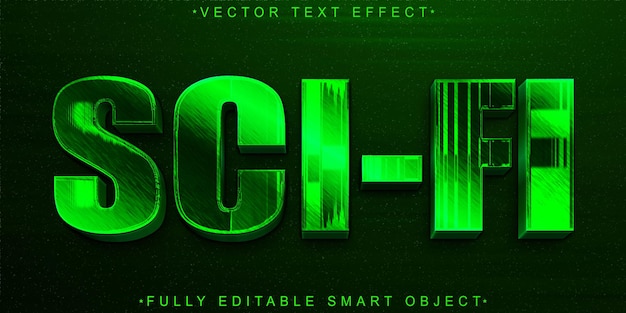 Green Sci_fi Movies Vector Effet de texte d'objet intelligent entièrement modifiable